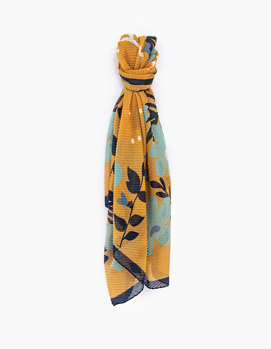 I.Code honey airy flowers print pleated scarf - I.CODE