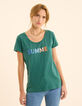 T-shirt manches courtes vert message coloré I.Code-3