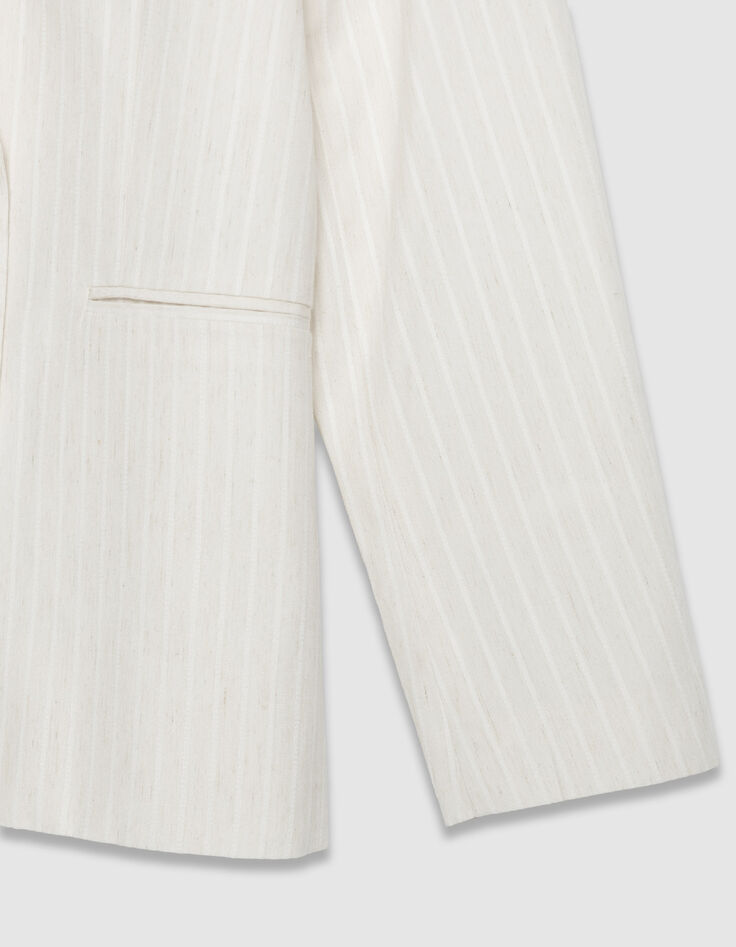 Weite wei&szlig;e Damen Anzugjacke mit Nadelstreifenmuster-8