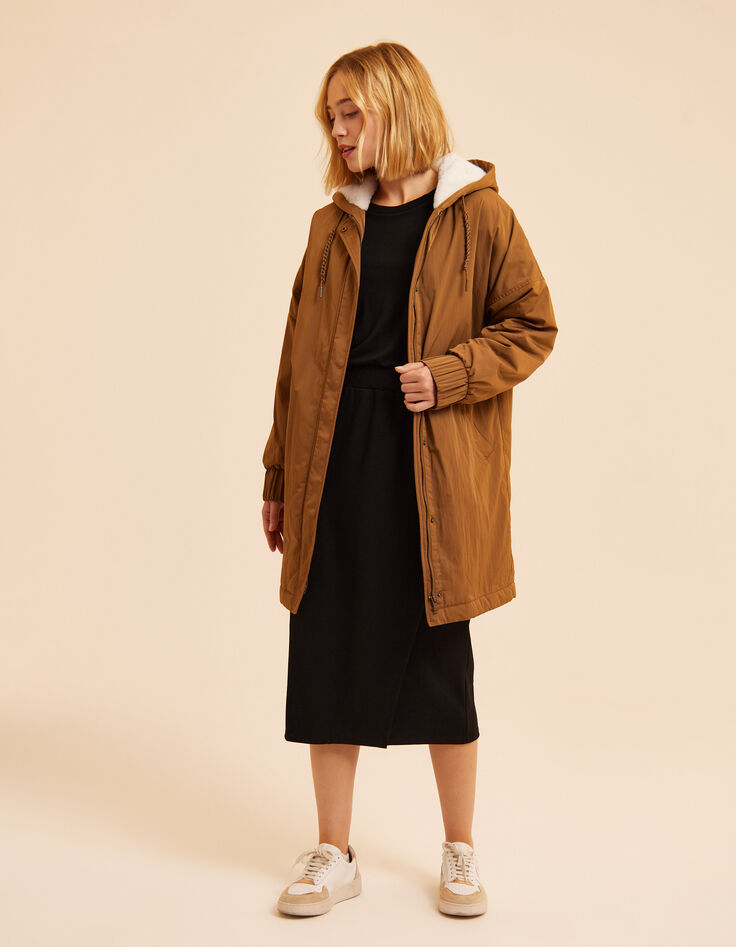 I.Code camel nylon fur-lined parka-3