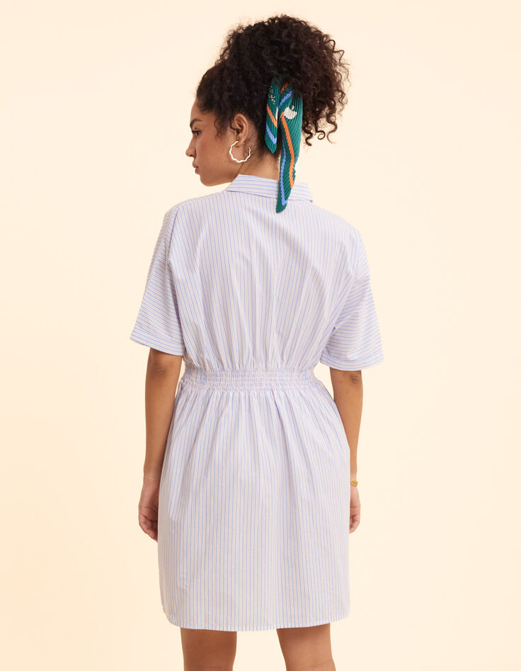Robe chemise blanche cropped motif rayures I.Code-6