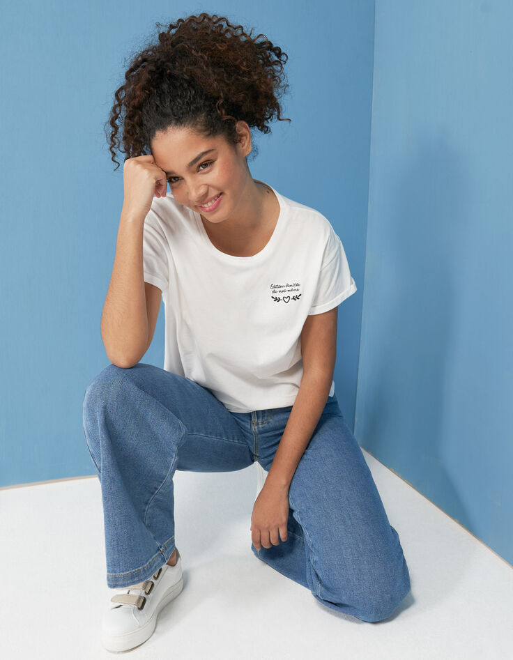 Tee-shirt neutre broderies noire poitrine I.Code-1
