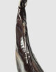 Braune Damenhalbmondtasche gl&auml;nzendes Allane-Leder-7
