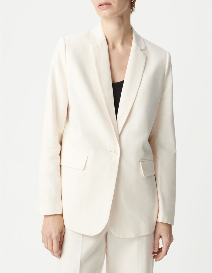 Anzugjacke f&uuml;r Damen aus ungebleichtem Leinen und Baumwolle-2