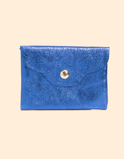 Blau schillernde Mini-Clutch-Tasche aus Leder I.Code