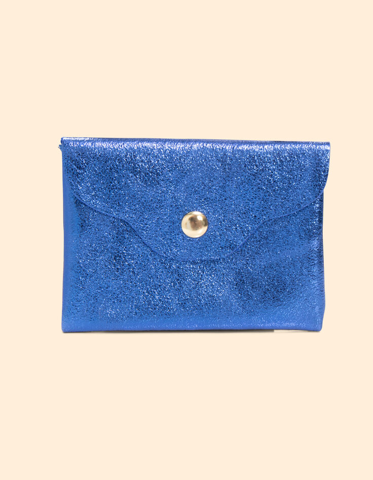 Blau schillernde Mini-Clutch-Tasche aus Leder I.Code-1