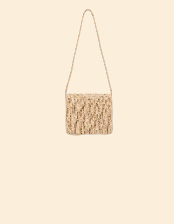 Beige Handtasche aus geflochtenem Papierstroh I.Code-5