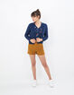 I.Code indigo openwork knit cardigan-4