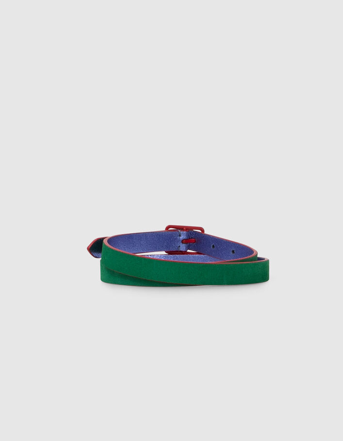 Reversible glittery blue or green belt with red buckle I.Code - I.CODE
