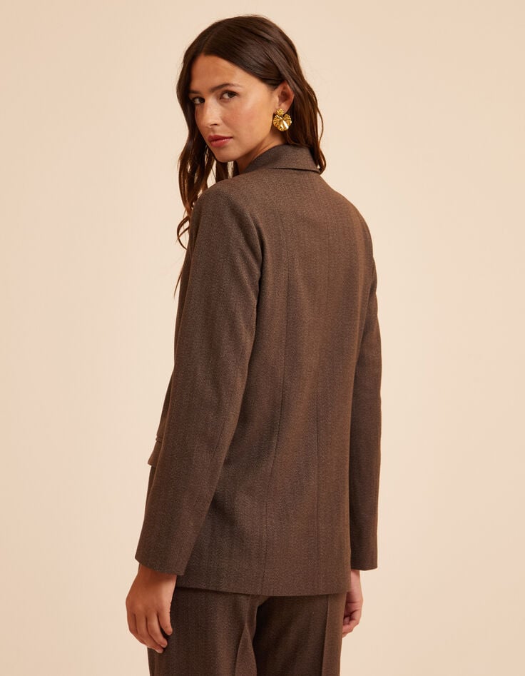 I.Code brown chevron pattern suit jacket-3