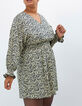 Cremeweißes Kleid I.Code mit Blatt-Print im Folk-Look-2