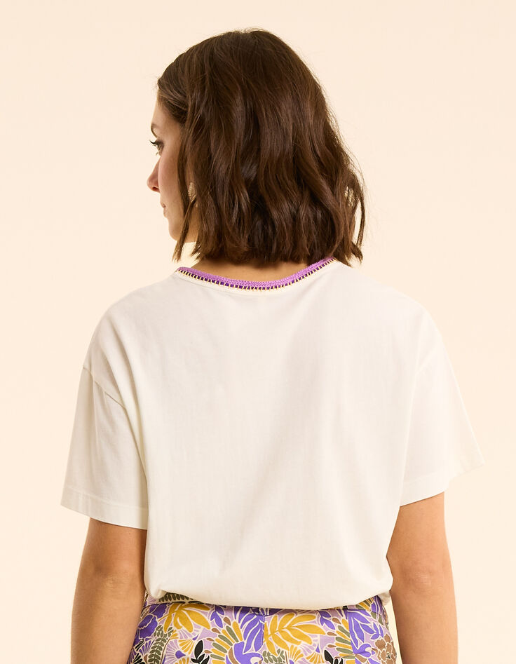 I.Code white T-shirt with embroidered collar-4