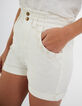 I.Code ecru denim elasticated high-waist shorts-3