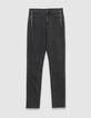 Graue schmale Jeans mit hoher Taille und Nietenverzierung Nina Damen-6