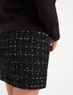 Jupe courte noire bi matière jean et tweed I.Code-5