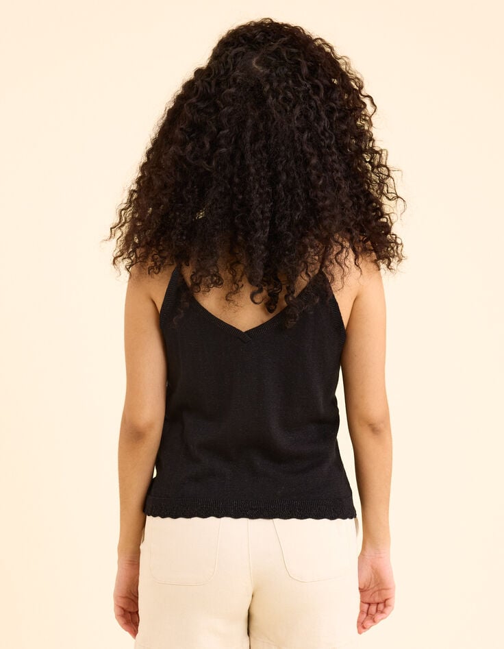 Top fines bretelles noir tricot pailleté I.Code-5 Top fines bretelles noir tricot pailleté I.Code-5