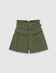 Khaki Shorts mit hoher Taille Damen-7