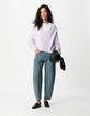 Flieder Alpaka-Pullover Damen mit V-Ausschnitt-1