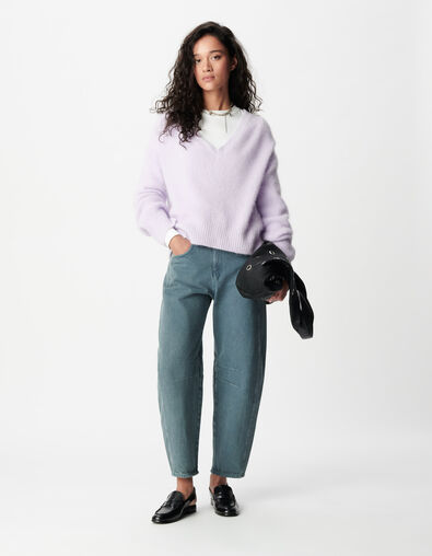 Flieder Alpaka-Pullover Damen mit V-Ausschnitt - IKKS