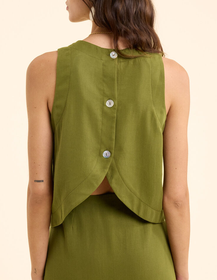 Top kaki boutonn&eacute; dos I.Code-3