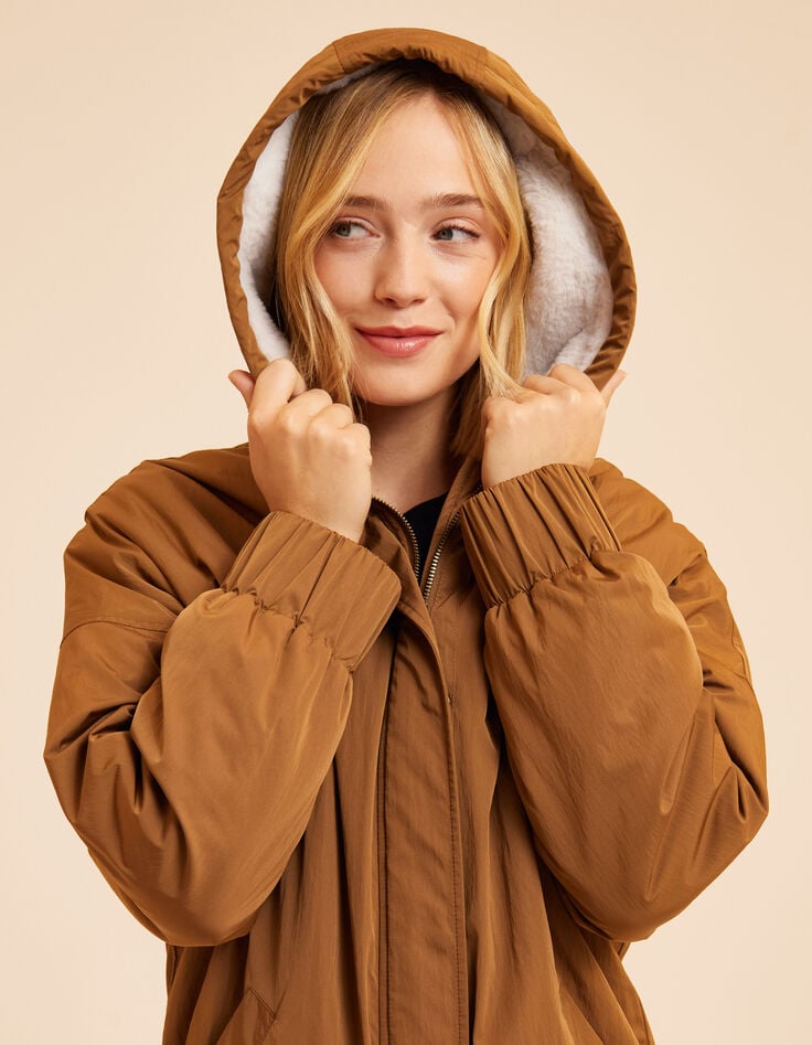 Camelbrauner gefütterter Nylonparka I.Code-1 Camelbrauner gefütterter Nylonparka I.Code-1