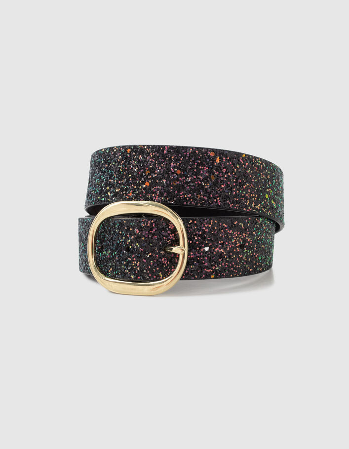 I.Code black glittery leather belt - I.CODE