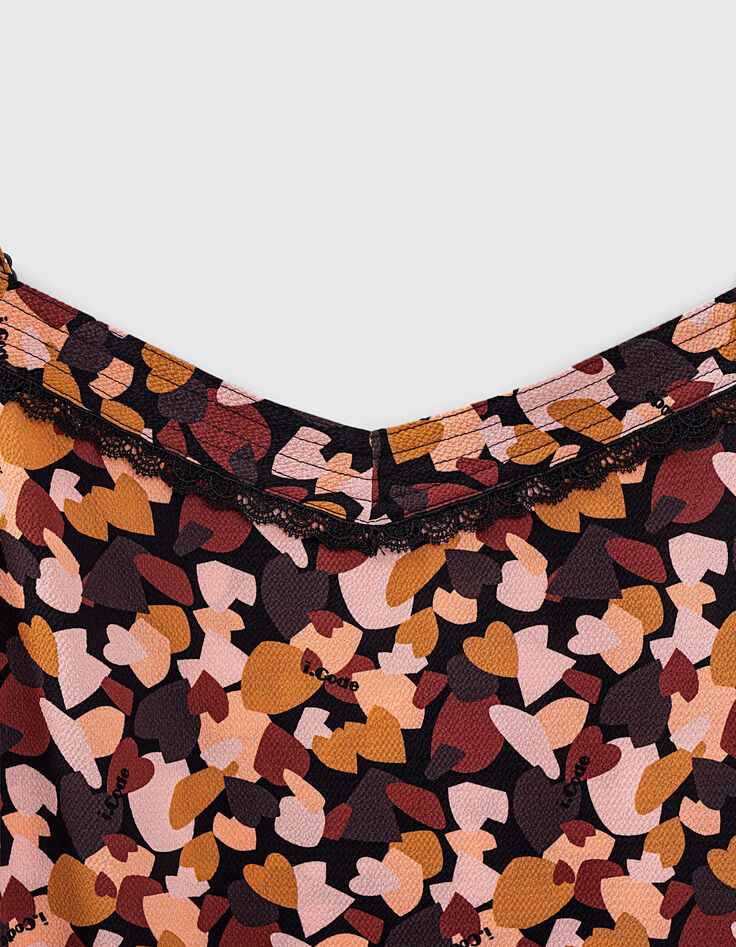 Top lencero negro estampado corazones diseño I.Code-2