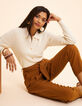 Ecru Strickjacke mit Polokragen I.Code-1