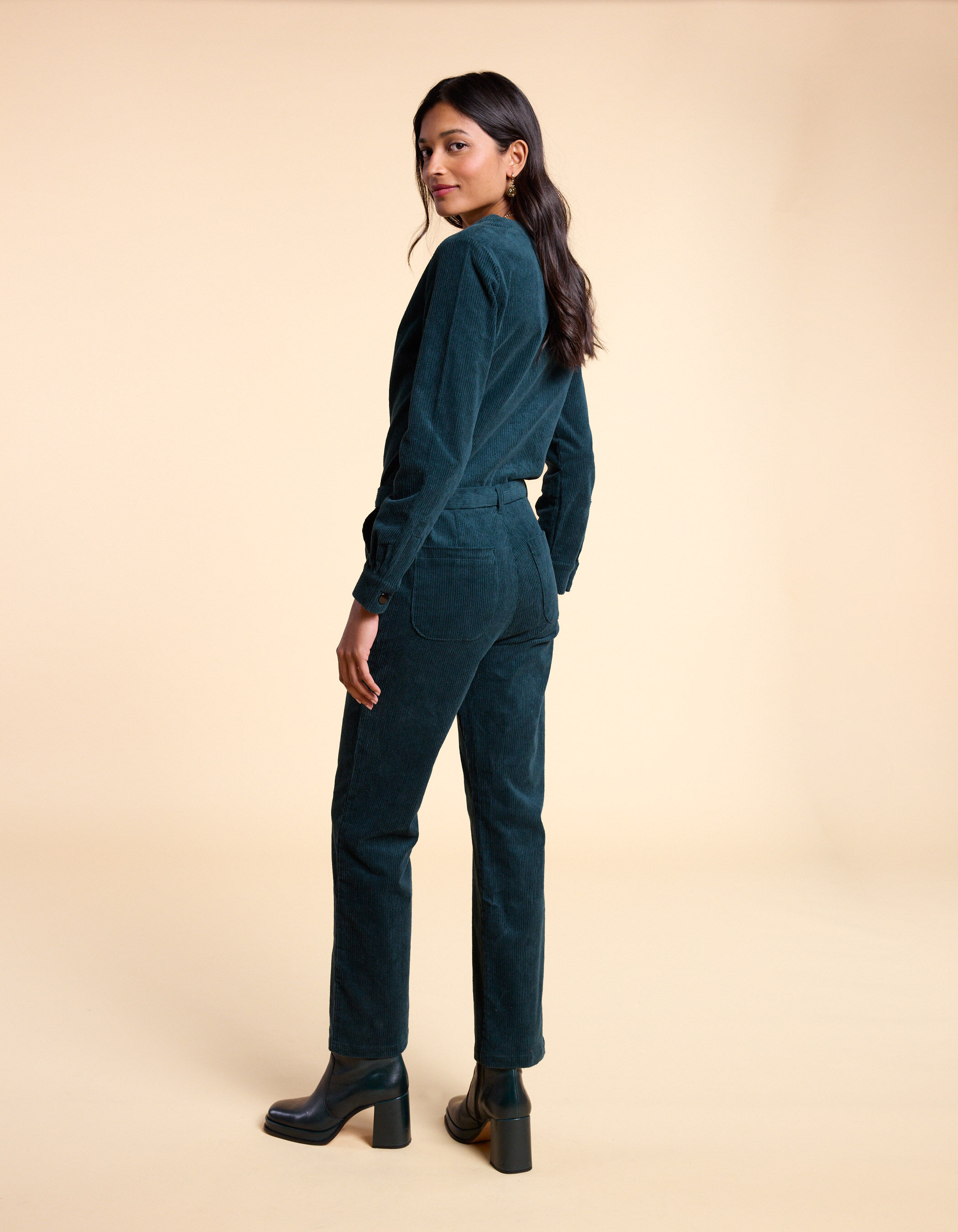 I.Code night green corduroy jumpsuit