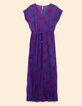 Robe longue indigo imprimé palmiers I.Code-6