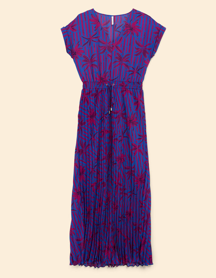 Robe longue indigo imprimé palmiers I.Code-6