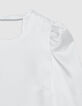 Wei&szlig;e Satin Bluse mit V-Ausschnitt f&uuml;r Damen-8