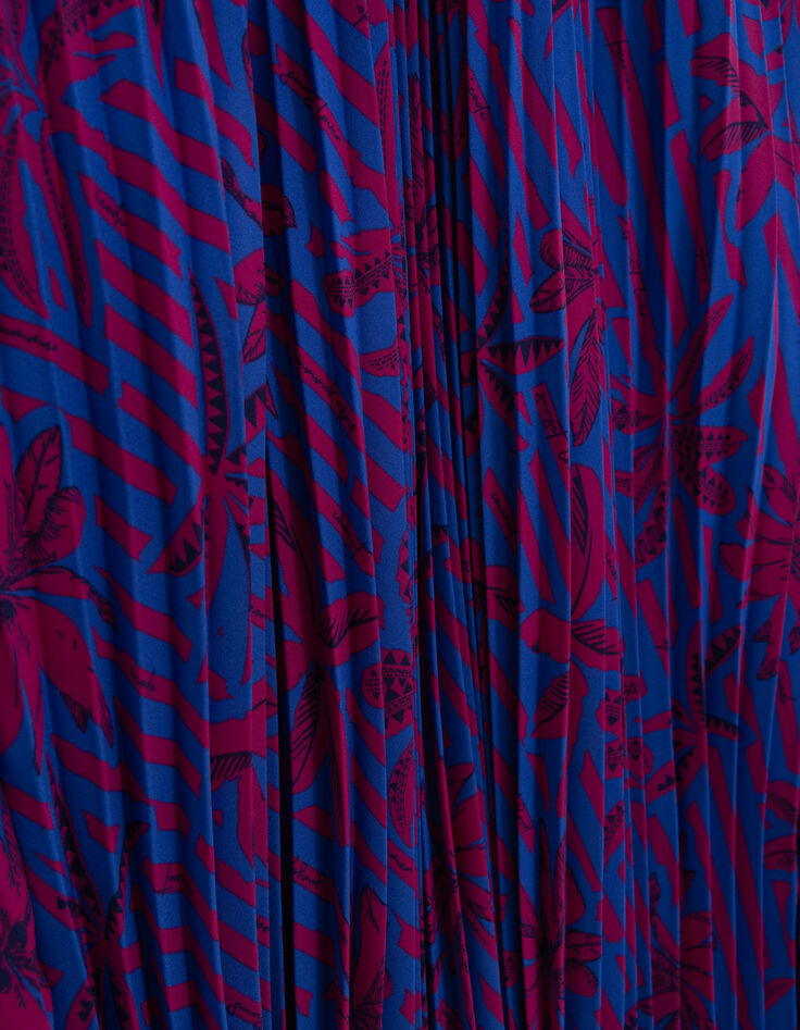 Robe longue indigo imprimé palmiers I.Code-7