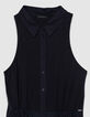 Zwarte maxi-jurk van bi-materiaal met knoopsluiting Dames-6