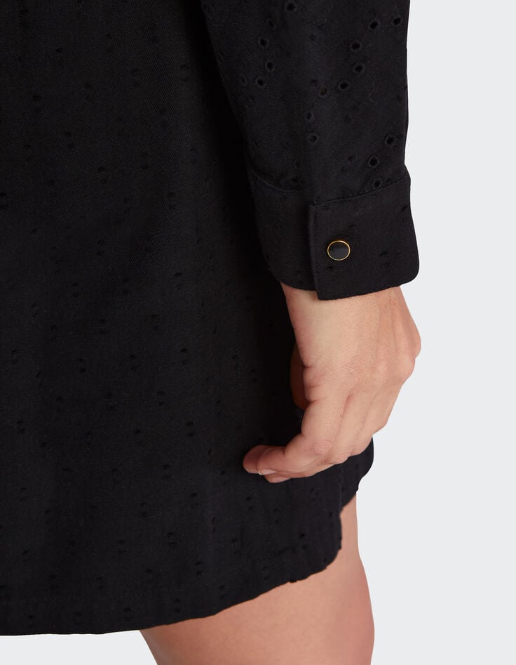 Schwarzes Kleid mit englischer Stickerei I.Code-7