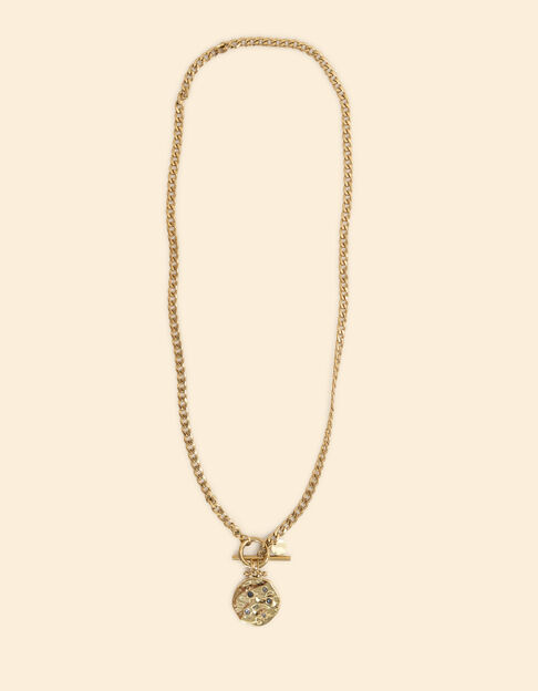 Collier gourmette médaille avec strass I.Code