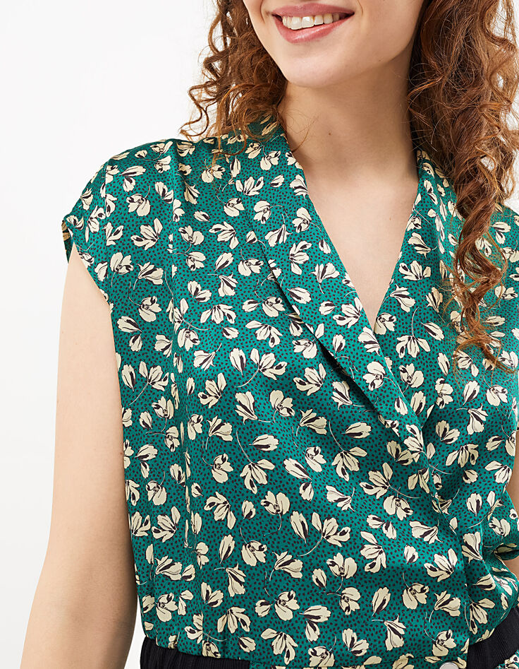 Robe vert menthe à imprimé petites feuilles I.Code-3