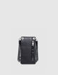 Handytasche 111 schwarz Leder Schulterriemen Nieten Damen-3