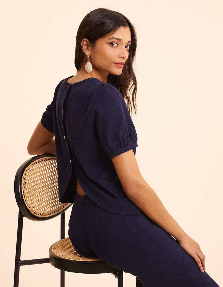I.Code navy buttoned back top-3