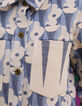 Veste bleue jacquard motif fleurs I.Code-6