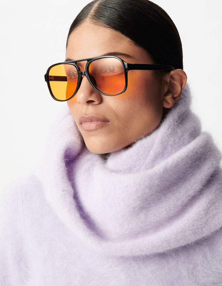 Fliederfarbener Kaschmir-Strickpullover f&uuml;r Damen-5