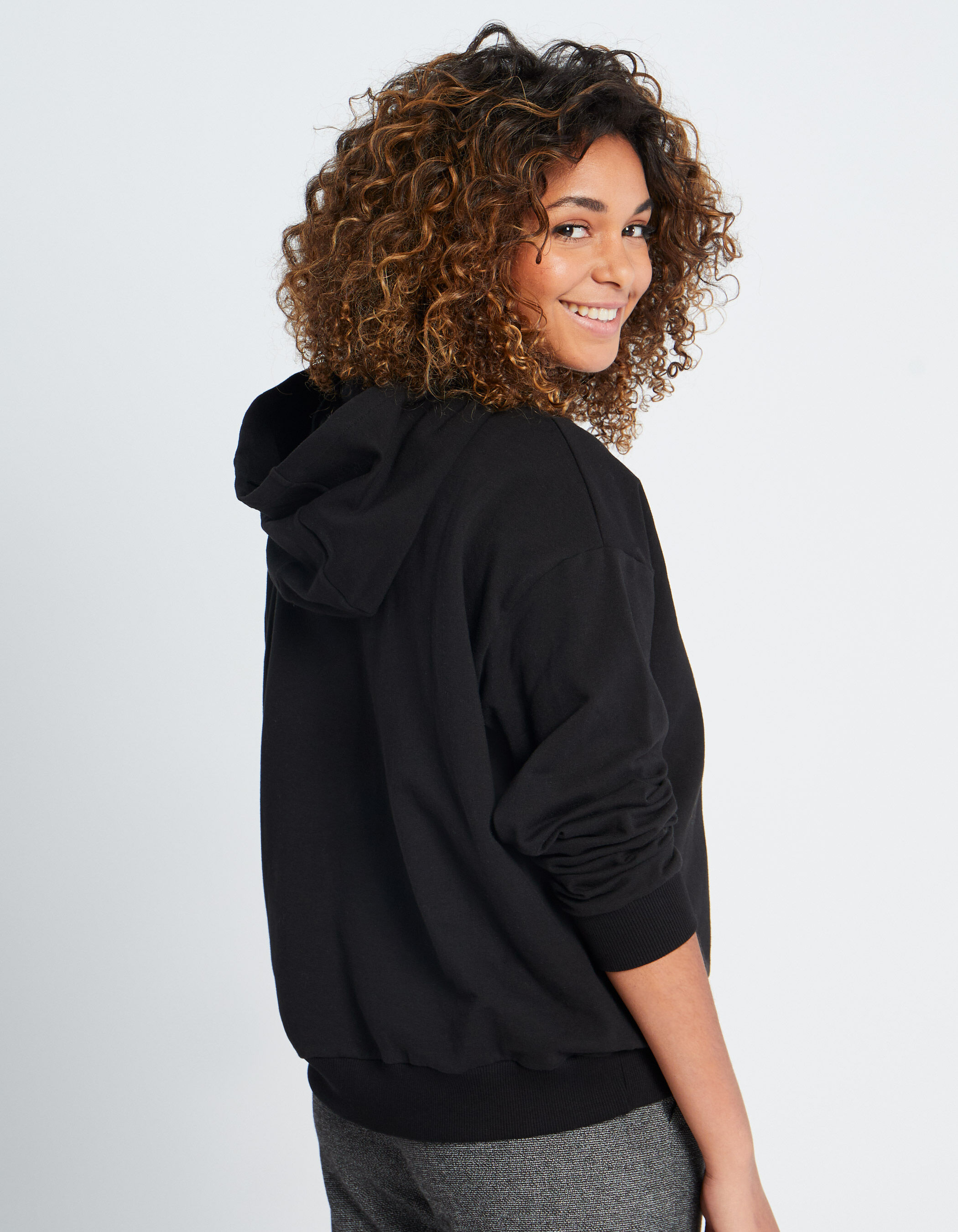 Black store slogan hoodie
