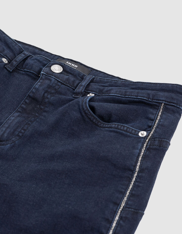 Damen slim Dunkelblaue chain back Jeans-7