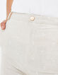 Pantalon large écru imprimé palmiers I.Code-4