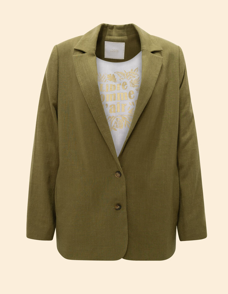 Anzugjacke aus khakifarbenem Leinengemisch I.Code-8
