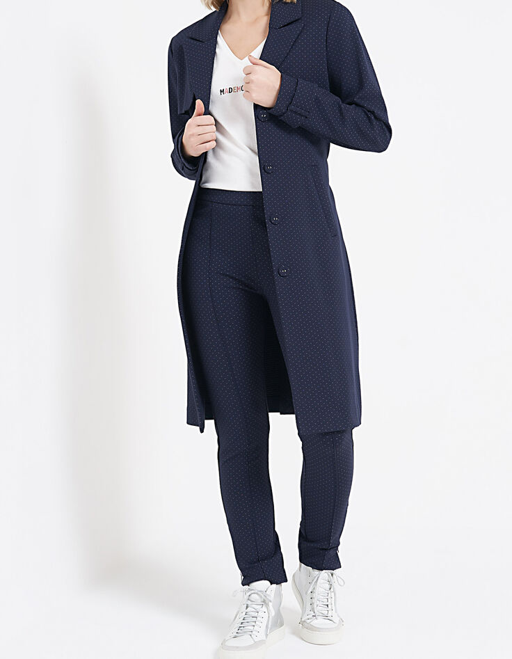 I.Code navy minimalist jacquard knit trench coat-6