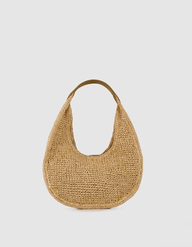 Allane Damen beige geflochtene Halbmond-Tasche aus Bast - IKKS