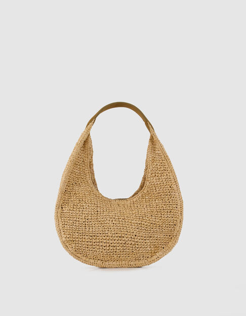 Allane Damen beige geflochtene Halbmond-Tasche aus Bast - IKKS