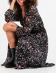 Vestido largo negro estampado flores indias I.Code-1