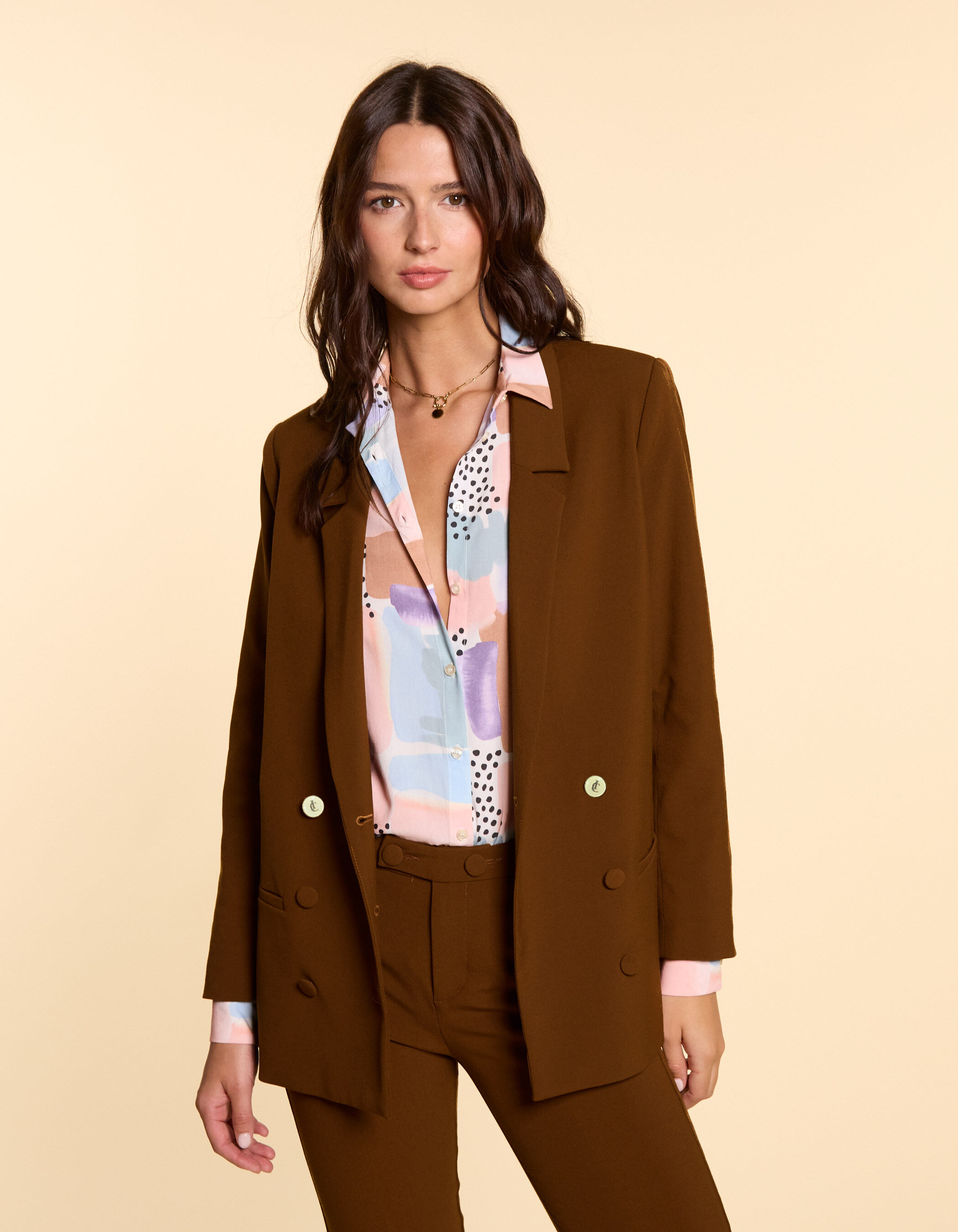 Veste de costume camel double boutonnage I.Code